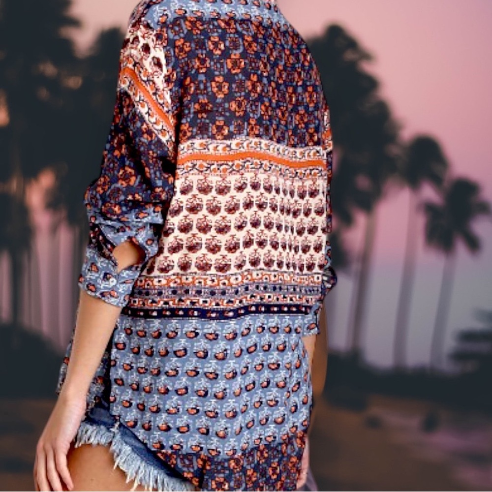 Free People Caravan Button-Down Top, M - Euc - image 4